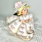 Vtg 1958 Samson Import Rubens A809 Pink Hearts Valentine Girl Planter Spaghetti