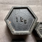 Set Of 5 Vintage Hexagonal 100g - 1kg Cast Iron Kitchen Balance Scale Weights 