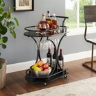2-tier Rolling Bar Cart Slide Bar Serving Cart With Wine Rack And Glass Holder