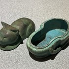 Diecast Metal Patina  Cat Trinket  Box Lidded 3 5   heavy 303 Gr 