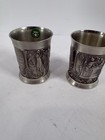 Rein Zinn 95  Pewter Cups Set German Relief Scene Tumblers