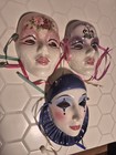 Pair Vintage Sally New Orleans   1 Ceramic Masks All Hand Painted Wall D  cor