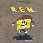 Vtg 1995 R e m  Cake Graphic Tee Reworked Scoop Neck Hem Sleeves Brown 45    Chest