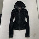 Vintage Juicy Couture Womens Black Velour Tracksuit Set Drawstring Y2k Size L xl