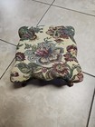 Vintage Heavy Ornate Cast Iron Floral Tapestry Foot Stool