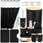 Bathroom Accessories Set - 24 Complete Set shower Curtain bath Rugs Black