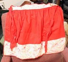 Vintage Apron Vivid Colors Of Red And Green Flowers  With Pocket