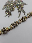 Vintage Rhinestone And Gold Colored Bracelet And Earring Set