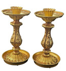 Vintage Pair Ornate Hollywood Regency Brass Candle Stick Holders Usa