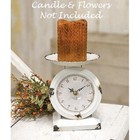 New Primitive Farmhouse Scale Clock Country Chippy Cream White Metal Cottage 7 t