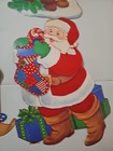 Lot Of 6 Vintage Christmas Die Cut Cutout Decorations Fuzzy Flocked Rare Santa