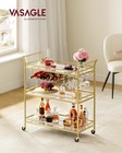 Bar Cart 3 Tier Mirrored Shelf Wine Glass Holders 15 X 33 9 X 35 4 I35 4 H Gold