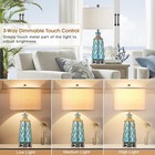 Teal 3-way Dimmable Touch Control Glass Table Lamps With 2 Usb Ports Coastal