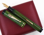 Vintage Good Service Chicago Fountain Pen Oversize Green W  14k F Nib Restored