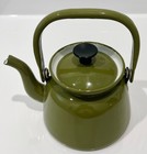 Vintage Huta Silesia Made In Poland Enamelware Green Tea Kettle  14