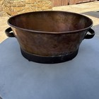 Large Vintage antique Hammered Copper Pot pan 18   lx 14 75w X 8 5h Brass Handles