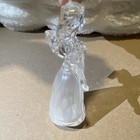 Clear Glass Angel Figurine Holding Lantern Decorative No Pattern