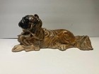 Vtg 70s Ceramic Pekingese Dog Figure Sable Brown Glaze Alberta s Molds 12  L