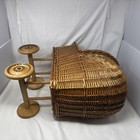 Vintage Brown Wicker Rattan Baby Doll Carriage Stroller Buggy Wood Wheels 23 
