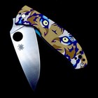 Spyderco Tenacious Knife C122tiblp Satin Plain Edge Blade Tiger Eye Ano Titanium