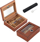 Stylish Glass Top Cigar Humidor With Hygrometer   Humidifier Included