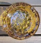Glass Ashtray Anchor Hocking Fairfield Amber Gold Vintage Starburst 6  Heavy Mcm