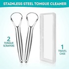 2 Pack Tongue Scraper For Adults  Reduce Bad Breath  Tongue Cleaner With Travel