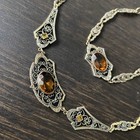 Vintage Art Deco Czech Glass Filigree Necklace   Bracelet Set  as-is 
