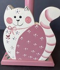 Vintage Wooden 90   s Cat Kitty Paper Towel Holder Free Standing  Cottage Core
