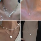 Fashion Silver Round Crystal Pendant Necklace Clavicle Chain Women Jewelry Gifts