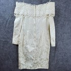 Scott Mcclintock Dress Womens 6 Ivory Vintage Damask Lace Off Shoulder 80s Retro