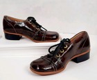 Girls Vtg 60s Oxford Shoes Dark Brown Vinyl  Sz 12 C Hi-gals