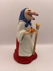 Vintage Ceramic  Witch Hag With Babushka Tea Light Holder Pumpkin Broom