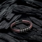 Men s Brown Black Leather Braided Stainless Steel Bracelet Magnetic Bangle 8in