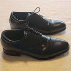 Van Heusen Flex Black Leather Oxford Cap Toe Square Lace-up Memory Foam Shoes