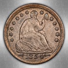 1854 H10c Arrows Liberty Seated Half Dime Cacg Au50  cac 