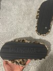Balenciaga Leopard Faux Fur Logo Slide Sandals Brown black Men Us 12 Slip-on
