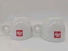 Illy Espresso Cups Saucers Set Of 4 White Porcelain Red Logo Spal Donut Handle