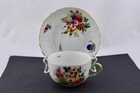 Vtg Herend Hungary Fruits And Flowers Flat Cup And Saucer Hand Painted     Mint  1