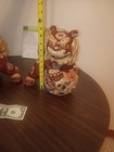 Kutani Ware Japanese Porcelain Red Foo Dogs Shishi Lion Statues Pair  11 25 