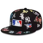 New Mlb Teams Patch Logos All-over Black white 59flfty Fitted Cap-5950 Hat