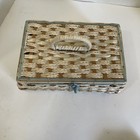Vintage Wicker Sewing Box Basket 9    6    4    Made In Japan
