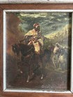 19th Century Arabian Orientalist Horseback Riders Oil On Canvas Illegibly Signed