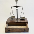 Vintage Portable Jeweler s Balance Scale Wooden Stand W  Grains   Pennyweights