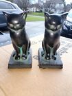 Vintage Cast Iron Cat Bookend   Doorstop - Very Heavy - Black Cats  Felt Bottom
