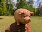 Large Cast Iron Fincks Overalls Advertising Pig Hog Bank Wear Like A Pigs Nose 