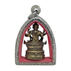Thai Amulet Phra Phrom Four-faced Brahma Pendant Stainless Steel Frame  2