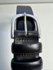Vintage Claiborne Black Genuine Leather  Belt Size 32 Silver Buckle Unisex Usa