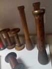Lot Antique Wooden Yarn Thread Wool Spool Spindle   Other Textile Spools Bobbins