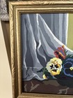 Vintage 1951 Paint By Number Pansies Floral Oil Painting Mid Century Modern Mcm